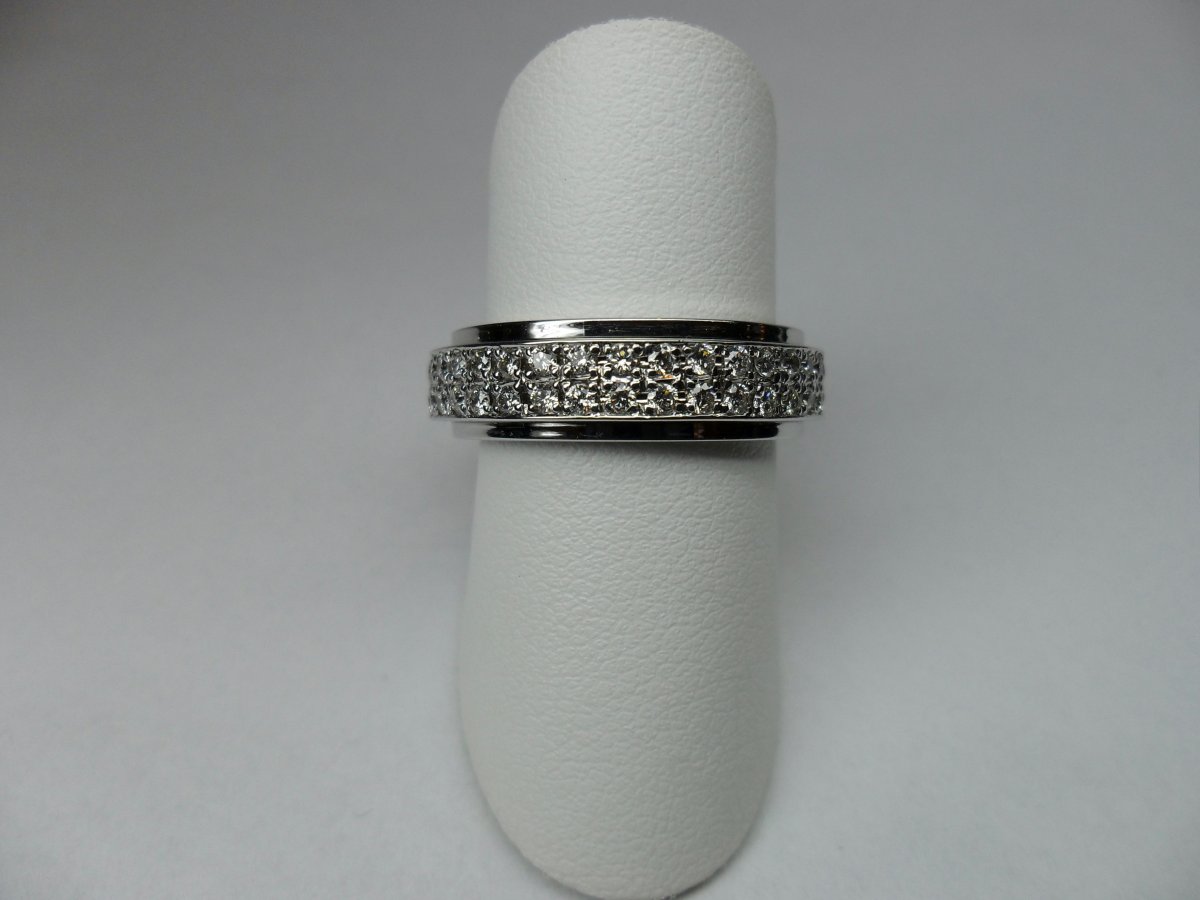 Draaiende 2-Rij Pavé Ring Witgoud